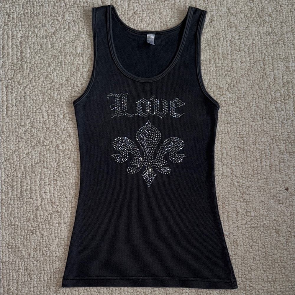 Lexie Wear Fleur de Lis “Love” Embellished Tank Top